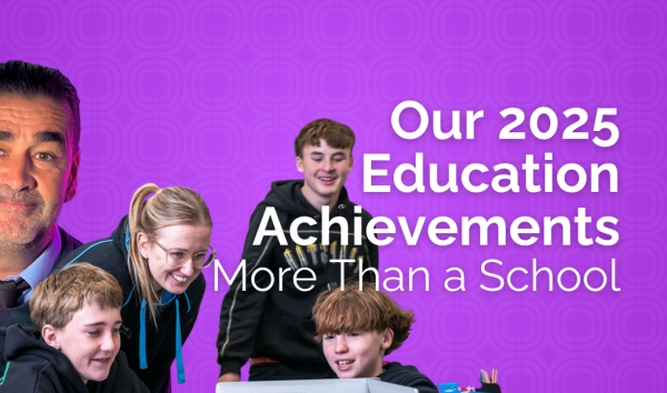 Banner showing Paul Jones and students from Youth Futures and CaRe schools