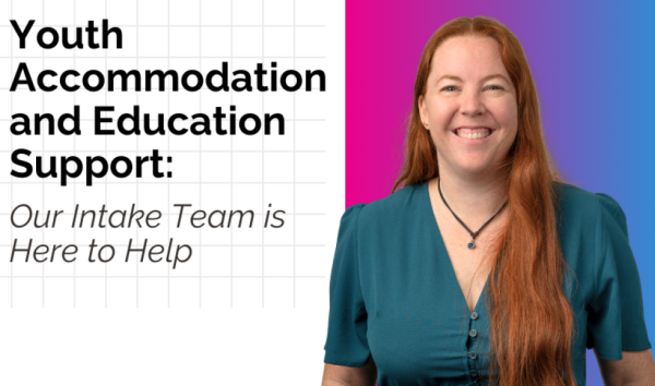 Smiling woman on banner for youth accommodations and education support