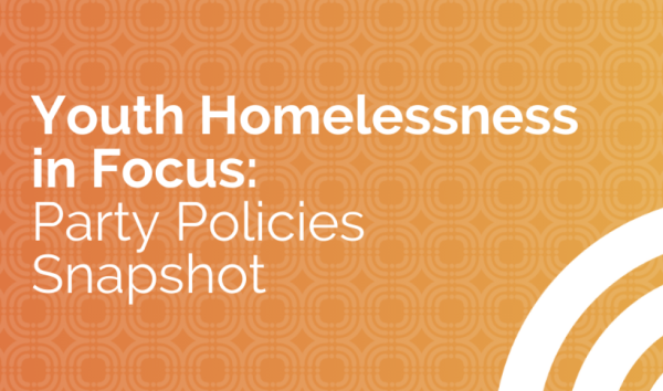 Yellow banner for youth homelessness party policy snapshot
