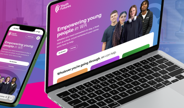 Youth Futures new website homepage showing youth support services across Perth